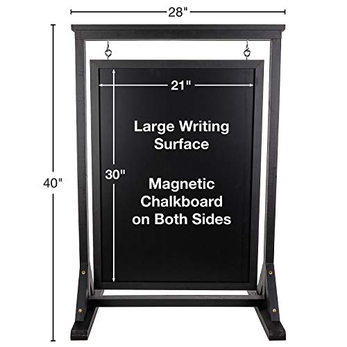 Black Handcrafted Chalkboard Sign: Uniquely Designed Wooden Sidewalk Sign Message Board with Double Sided Display. Alternative to A-Frame & Sandwich Board Signs. Use Chalk or Liquid Chalk Markers.