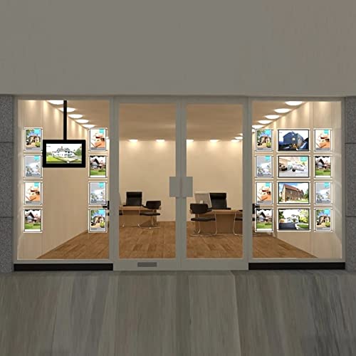 HKSIGN-A4 Acrylic Photo Frame Display Box Led Boards Backlit 8.5X11 Poster Frame Floor Sign Temporary Window Hanging Sign (4pcs A4 Portrait row)