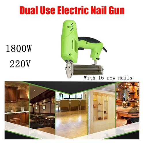 Professional Heavy Duty Stapler 1800W Dual Use Electric Nailer Stapler Furniture Staple Straight Gun 220V Adjustable Strength Woodworking Power Tools