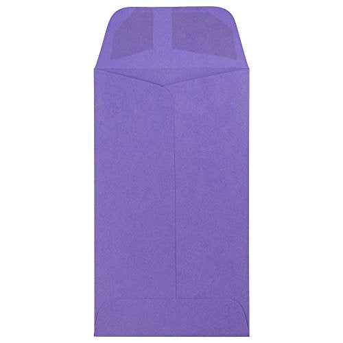 JAM PAPER #5.5 Coin Colored Business Envelopes - 3 1/8 x 5 1/2 - Violet Purple Recycled - Bulk 1000/Carton