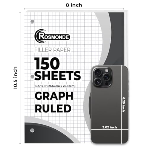 Rosmonde 3600 Sheets, Graph Paper Bulk, 24 Pack, Bulk Quad Ruled Sheets