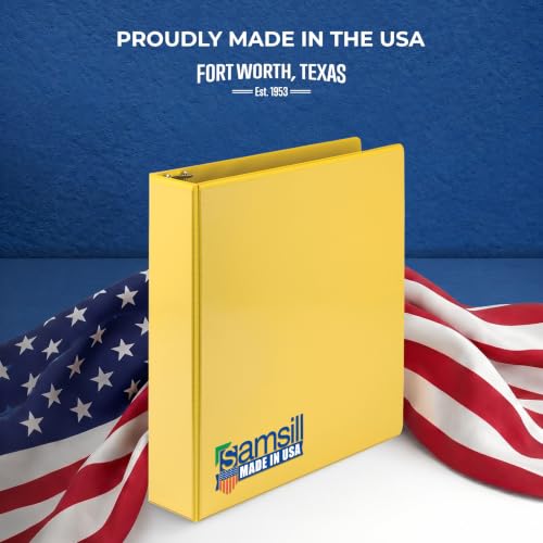 Samsill 2 Inch 3 Ring Binders, Economy Round Ring, Clear View Cover, 425 Sheet Capacity - for School, Home, Office - Yellow, 12 Pack