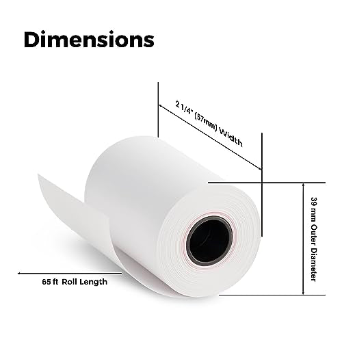 ReceiptPaperPro 2 1/4” x 65 ft Thermal Receipt Paper Rolls, fits Ingenico Desk 3500 Desk 5000 Move 5000 Verifone t650 Pax a920, 50 Rolls/Case