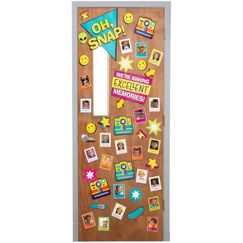 Fun Express Full Update PARTY SUPPLIES 5 Piece 90s Themed Student Pictures Classroom Door Decorating Set