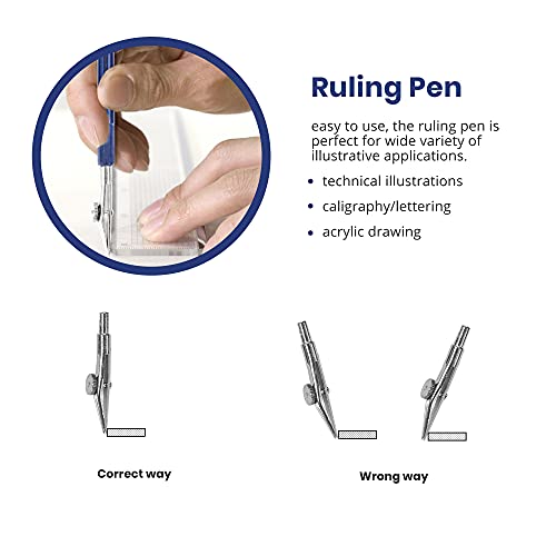 Pacific Arc Quick Rapid Bow Compass with Extension bar, ruling Pen, Universal Adaptor, 6 inch Break Leg, and Replacement Lead.