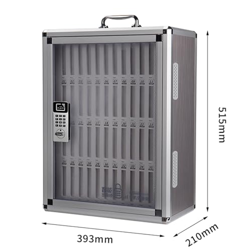 Aluminum Alloy Pocket Chart Cell Phones Storage Cabinet, Cell Phone Holder Desktop Organizer Storage Box for Classroom Office, Cell Phone Locker Box with Door Locks and Keys