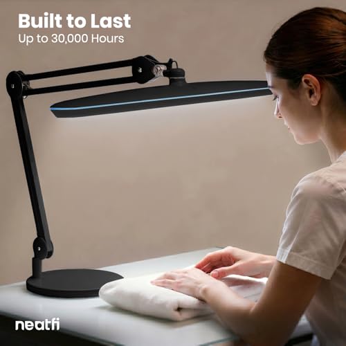 Neatfi 2200LM 24W LED Desk Lamp w/Base, Non-CCT 23-Inch Wide Head (Black)