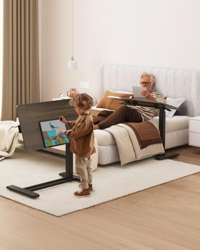 FLEXISPOT H7 PRO 90° Tiltable Mobile Overbed Table with Pneumatic Lift,32''