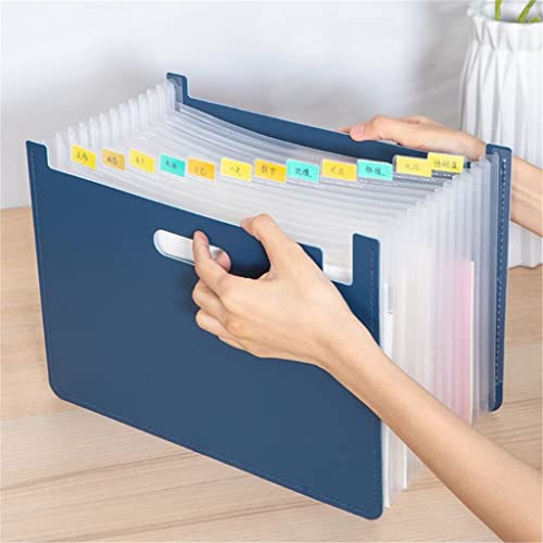 HBJWOV 13 Pockets Expanding File Folder A4 Organizer Document Paper Storage Holder School Office Supplies(Blue)