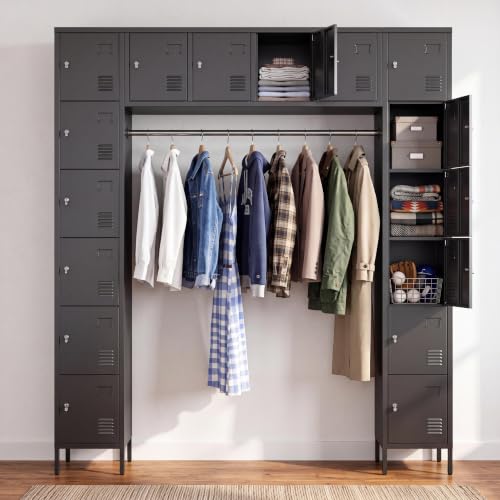 Garvee 16 Door Metal Locker Cabinet, 72" Tall Steel Storage Cabinet