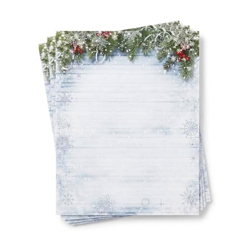 Snowy Sentiment Holiday Border Paper, Gray, 8.5" x 11", 100 Sheets