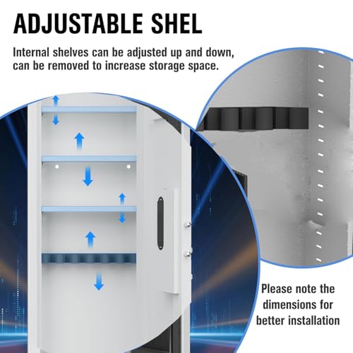 53" Wall Gun Safe - Hidden Wall Safe Between Studs for Rifles, Adjustable Shelves, Assembled for Firearm, Money & Valuables Storage