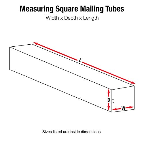 Aviditi Square Corrugated Cardboard Mailing Tubes, 5" x 5" x 48", White, Pack of 25, for Shipping, Storing, Mailing, and Protecting Documents, Blueprints and Posters.