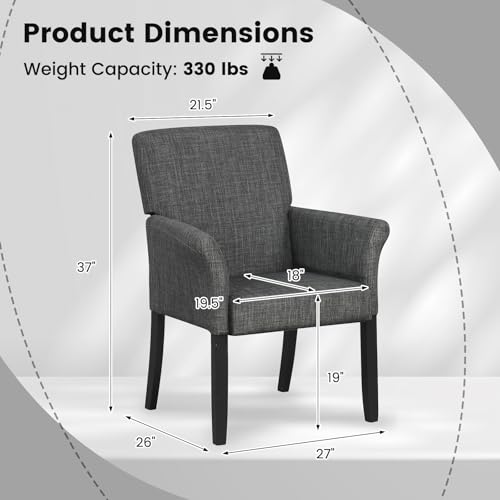GIANTEX Office Waiting Room Chairs, Fabric Executive Guest Chair, Upholstered Reception Chair with Padded Arms, Backrest, Wood Legs, Guest Chairs for Meeting Room, Conference Room Chairs