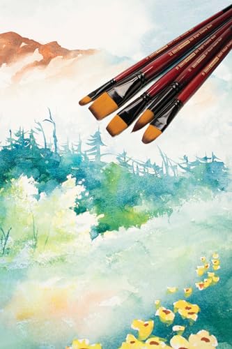 Creative Mark Ebony Splendor Long Handle Synthetic Sable Paint Brush, Bright Set of 9, Teijin Multi-Filament Hair, Handcrafted Synthetic Paint Brushes for Acrylic Painting, Watercolor Painting & More