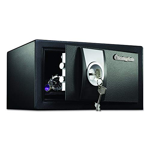 SentrySafe Black Security Safe with Key Lock for Home, Office, or Dorm holds Money, Jewelry, Documents, and Other Valuables, 0.35 Cubic Feet, X031