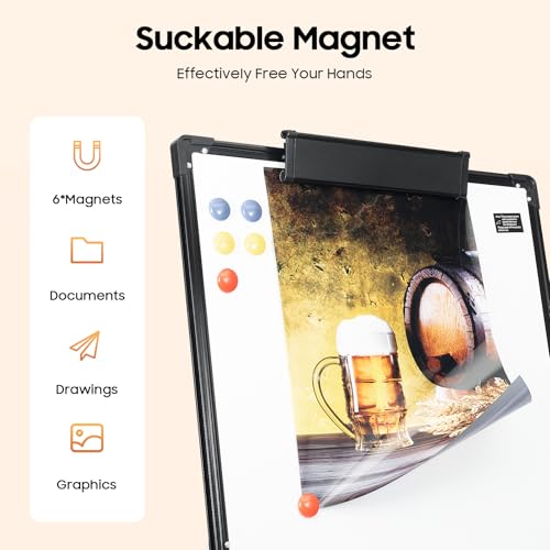 Magnetic Dry Erase Board 36x24 Inches with Adjustable Tripod Stand - Portable Whiteboard Easel with Stretch Clip for Office, Home, Classroom - Includes 6 Magnets, Whiteboard Pen & Eraser