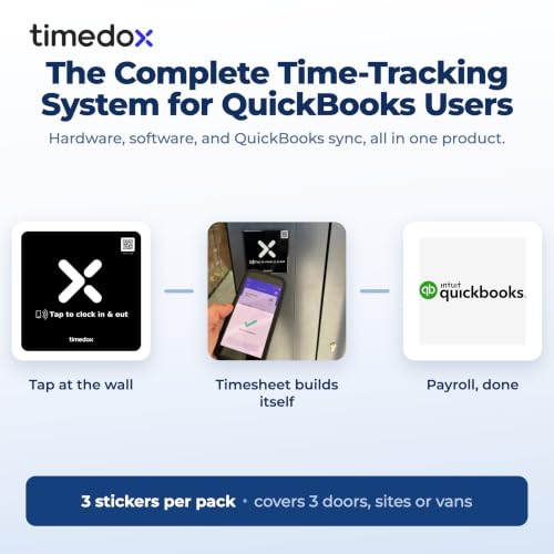 Timedox NFC Time Clock Stickers 3-Pack, Tap to Clock In & Out, No Wi-Fi