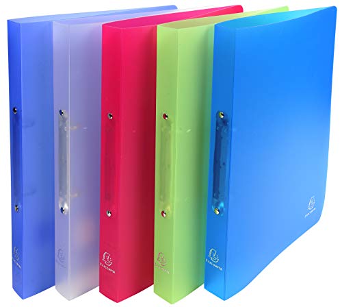 Exacompta Chromaline PP Semi Rigid Ring Binders, A4, 2 Rings, 30 mm Spine - Assorted Colours, Pack 20