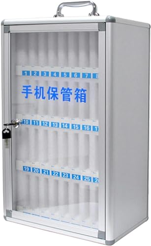 CZHIXG Pocket Chart Cell Phones Storage Cabinet, Wall-Mounted Aluminum Alloy Cell Phones Storage Cabinet Pocket Chart Storage Locker Box with Handle and Security Lock (Color : Silver, Size : 24)-1