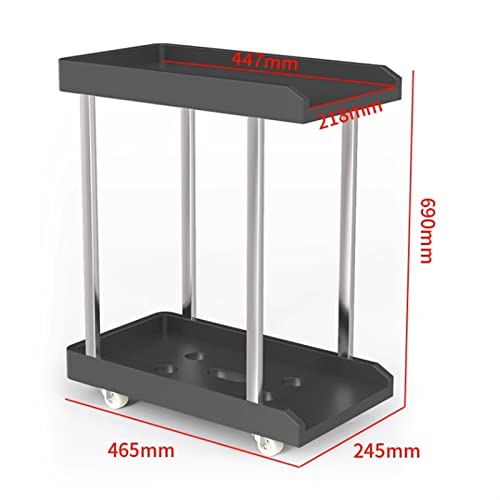 VHDY85KA Office Mobile Desktop PC Tower Stand with Storage, 2-Tier Rolling Shelf CPU Holder with 6 Caster Wheels Under Desk for Home Office Accessories