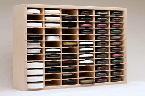 Stamp-n-Storage Slim Ink Pad Holder 72 - Wooden Organizer Rack Holds 72 Slim 2-3/4"x4" Ink Pads - Birch Plywood,