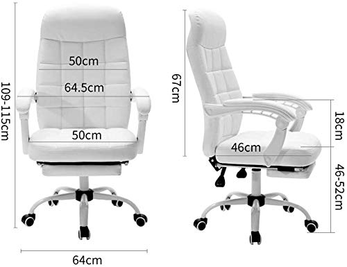 Office Chair Swivel Desk Chair Simple Boss Recliner Comfortable Home High Chair Conference Swivel Chair Lift Chair Rotatable Reclining (Color : Brown) (White)