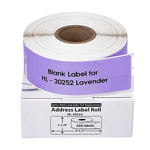 HouseLabels Compatible with Dymo 30252 Labels, Lavender, 1-1/8" x 3-1/2"