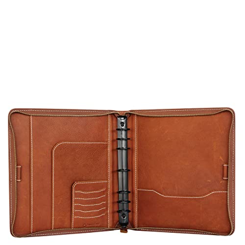 FranklinCovey - Colt Ring-Bound Binder for FranklinCovey Planners | Leather - Zipper Binder (Monarch, Rustic)