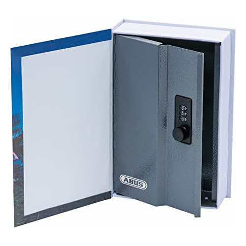 ABUS Book Safe with Combination Lock - Secret Compartment for Valuables - Concealed as a Book - with Steel Cash Box - Blue