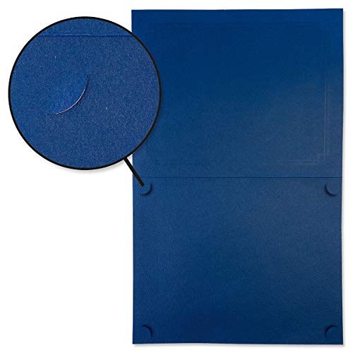 Classic Blue & Silver Certificate Folders - Pack of 50, Linen Cover 80 lb. Stock, Folded, Die-Cut Corners, for Office, Business Awards, Graduation, School Diploma Holder, 9-1/2 x 12\