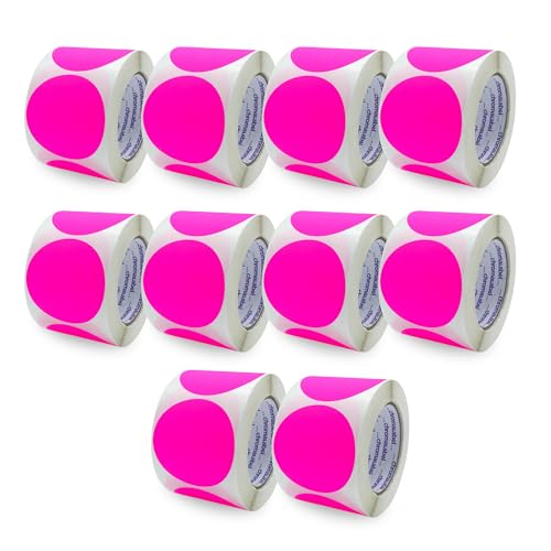 ChromaLabel 3" Fluorescent Pink Removable Stickers, 500/Roll Case of 10