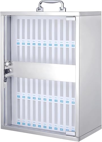UHRLGHS Storage Box,Slot Box,Mobile Phone Storage Box,Lock Box Phone,Wall Mount Storage Box,Cell Phone Holder Classroom,Wall-Mounted(Silver 48Slots)