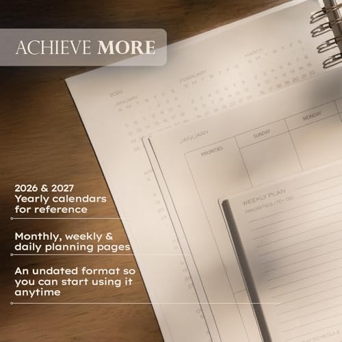 Anecdote Spiral Planner w/2026-2027 Calendar (8.5" x 10") | Start Anytime - 52 Weeks, Undated Planner Pages | To-Do List Organizer, Plan Your Success, Achieve Productivity Goals (Evergreen)
