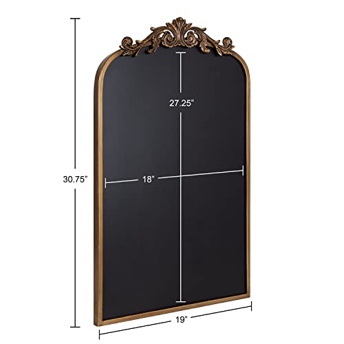 Kate and Laurel Arendahl Arch Chalkboard; Gold; 19 x 31; Framed Arched Ornate Vintage Magnetic Chalkboard for Unique Display; Decoration; and Organization
