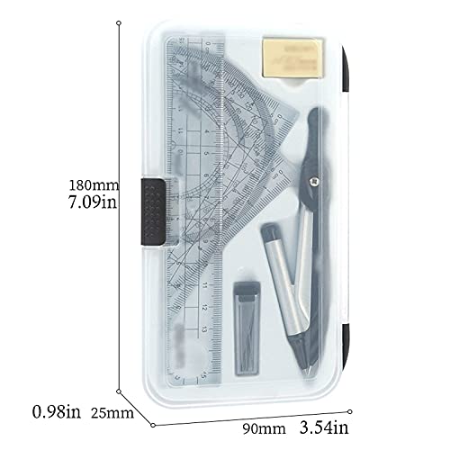 DUHTFCY Compass Set Drawing 7Pc Geometry Set Metal Compass Geometry Precision Tool for Student with Storage Box Geometry kit