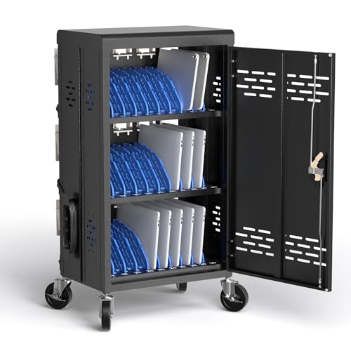 POCHAR 30 Devices 14'' Screen Laptop Charging Cart for K-12 Classrooms