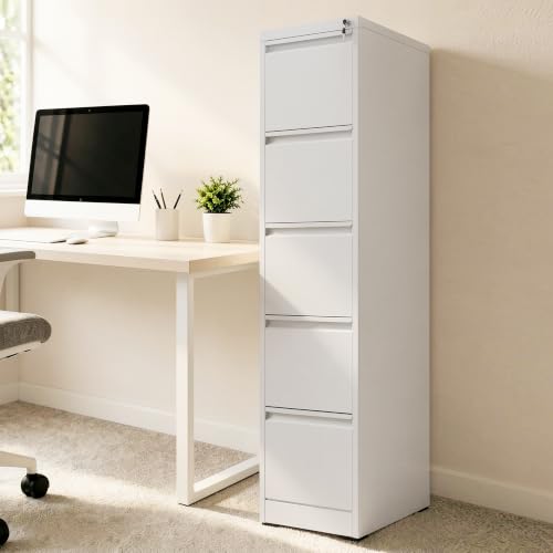 FOSTOKO 5 Drawer File Cabinet for Home Office, Vertical Filing Cabinet