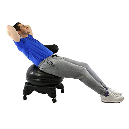 CANDO Ball Chair Inflatable Ergonomic Active Seating Exercise Ball Chair with Air Pump for Home, Office, and Classroom,Black, 22"