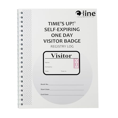 C-Line Time’s Up Self-Expiring Visitor Badges with Registry Log (97009)