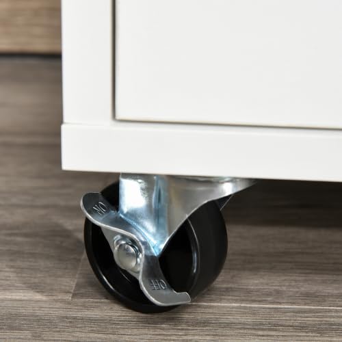 HOMCOM Printer Stand Home Office Mobile Storage Cabinet Organizer White
