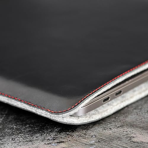 Casemade Real Leather Laptop Sleeve for MacBook Pro & Air Fits 13, 14, 15 & 16 Inch - Genuine Full Grain Leather with Soft Wool Lining (15 inch - MacBook Air M2/M3/M4/M5)