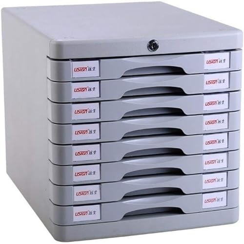 noxozoqm Flat File Cabinet, 8-Layer Drawer Storage Organization, with Lock/Blank Label，Suitable for Office Supplies Grey