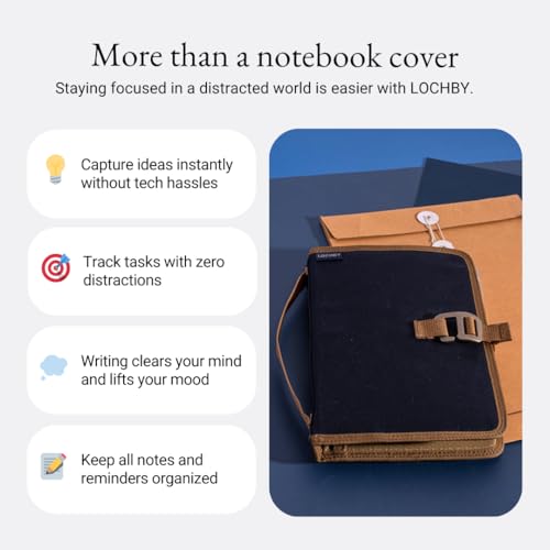 LOCHBY® Field Journal | Planner Cover | Water Resistant Waxed Canvas | Pen Loop | Included Tomoe River Notebook | Perfect for Travel, Art, Bullet Journal