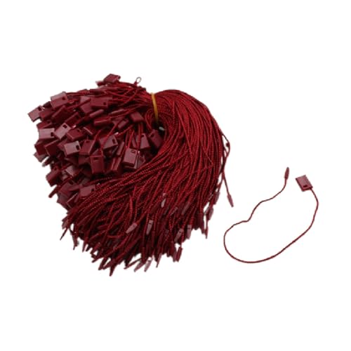 Hang Tag String 1000pcs 17cm Security Tag Label Hanger Tags Plastic Snap Lock Pins Fasteners Loop Locks Garments Bags Accessories(Wine Red)