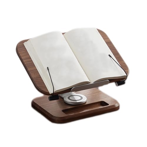 Adjustable Book Holder, Book Stand for Reading with 360° Rotating Base & Page Clips, Reading Hands Free, Keeps Books Open and Pages from Flipping, for Music Scores Recipe Tablet Laptop