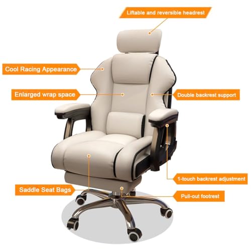 Ergonomic Office Chair with Footrest, Executive Chair PU Leather Computer Chair, Reclining Desk Chair with Leg Rest, Big and Tall Chair 450 lbs Capacity(Black)