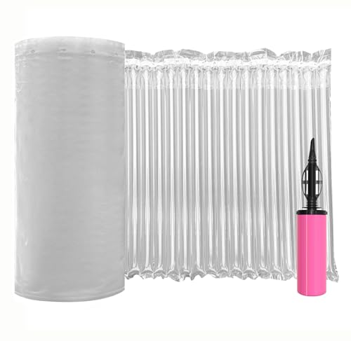 Hijelyn Bubble Cushioning Wrap Roll for Packing 12"x328' Inflatable Bottle Shipping Package Large Air Pillows for Shipping & Moving Heavy Duty Space-saving Packing Material for Fragile Items, 55um