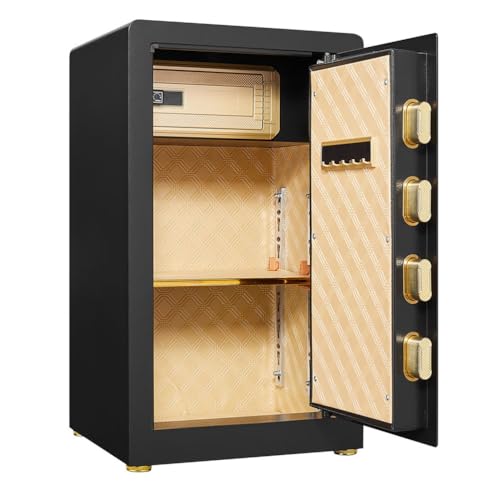 HOYOC Extra Large Safe Fireproof Waterproof, Anti-Theft Digital Security Lock Box with Smart Alert System, Anti-Theft Fireproof Safe Box with Removable Shelf, Mute Function, for Home Office