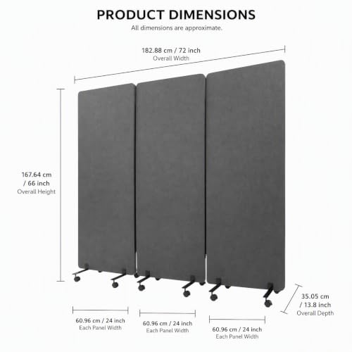 3 Panel Acoustic Soundproof Room Divider, Foldable Office Partitions
